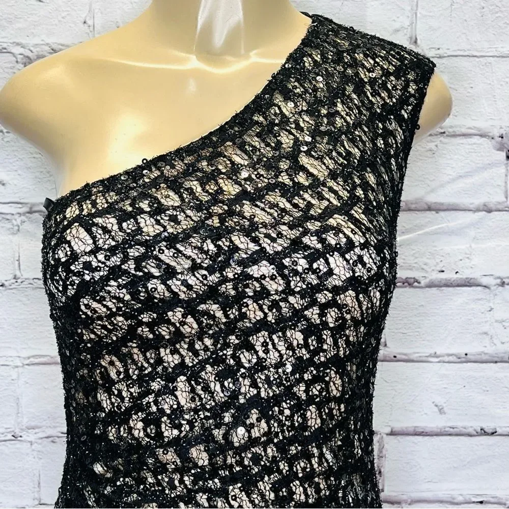 David Meister One Shoulder Sequin size 2 - Picture 4 of 13